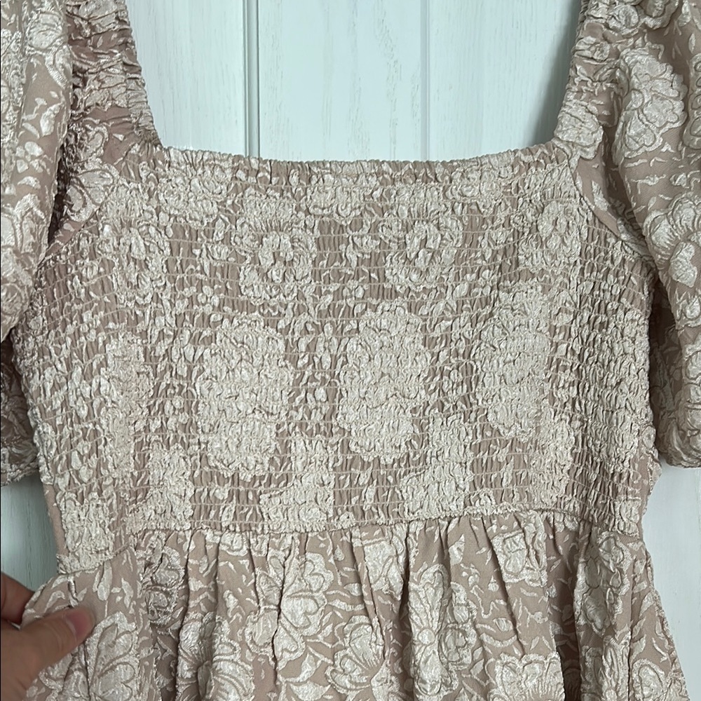 Pink Blush - Large Elegant Lace Puff Sleeve Dress - Picture 4 of 7